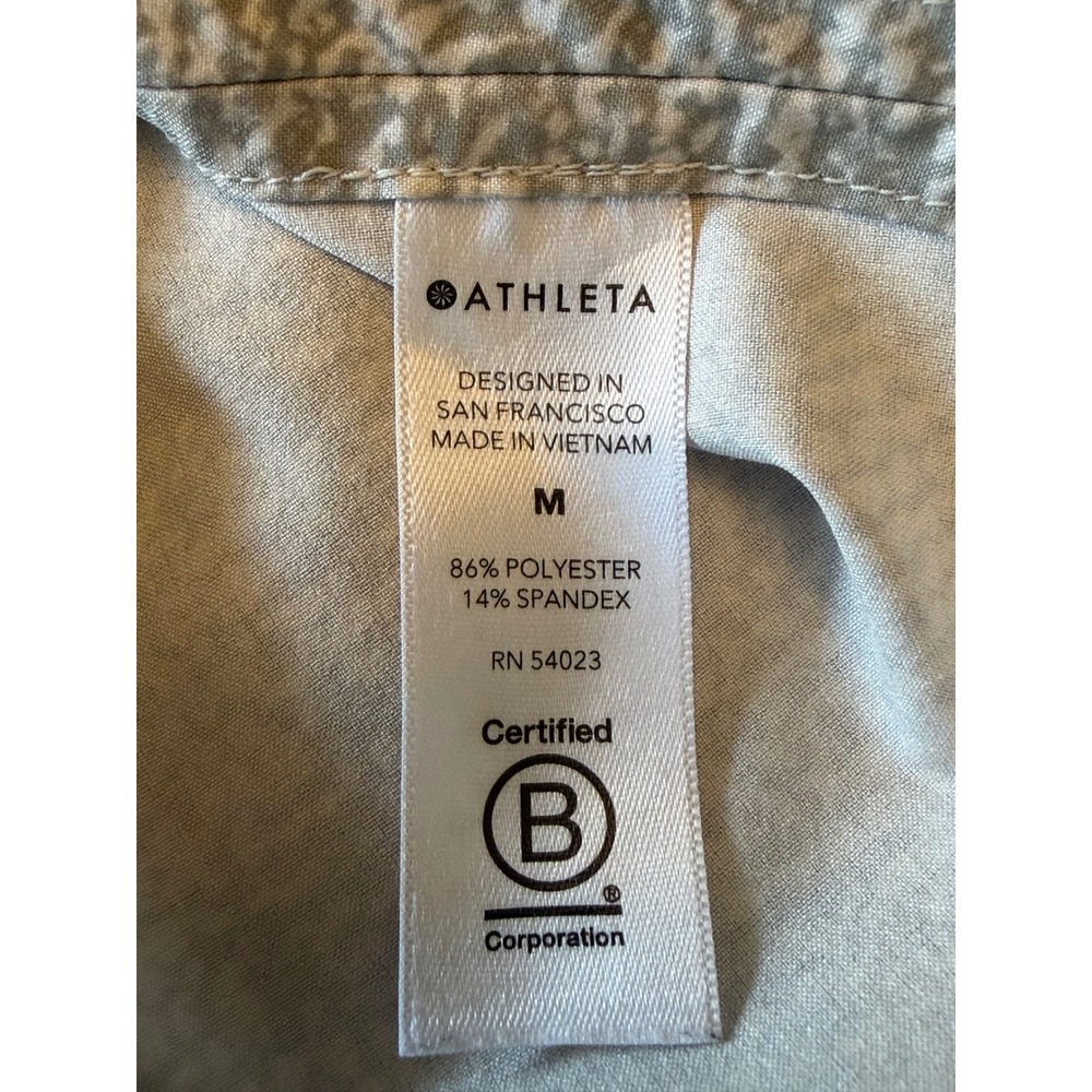 Athleta Womens Grey White Abstract Print Active Tank Top Medium Ribbed Neck - Picture 5 of 5